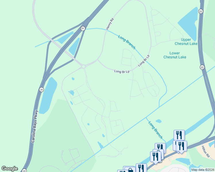 map of restaurants, bars, coffee shops, grocery stores, and more near 6510-6848 Water Tower Road in Longs