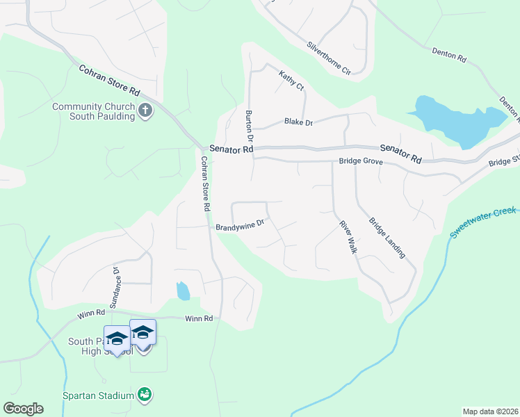 map of restaurants, bars, coffee shops, grocery stores, and more near 186 Grapevine Drive in Douglasville