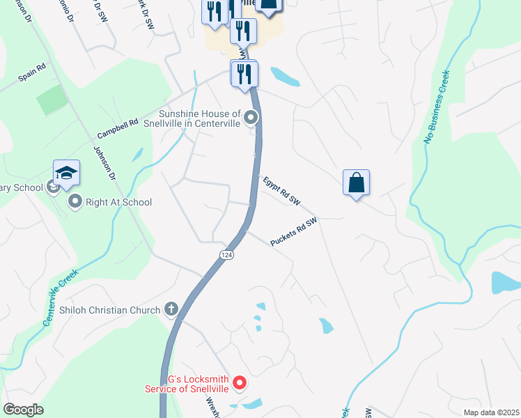 map of restaurants, bars, coffee shops, grocery stores, and more near 3855 Georgia 124 in Lithonia