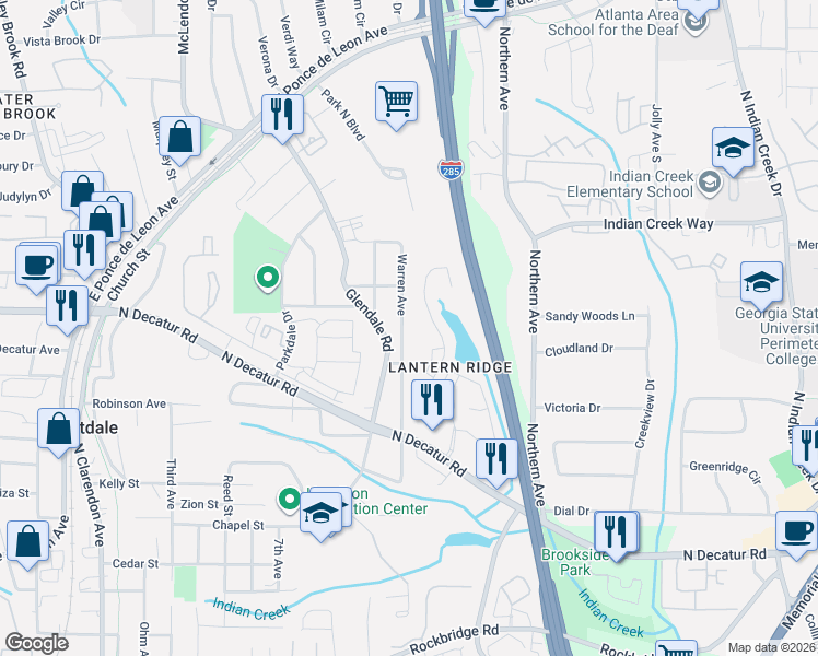 map of restaurants, bars, coffee shops, grocery stores, and more near 565 Warren Avenue in Scottdale