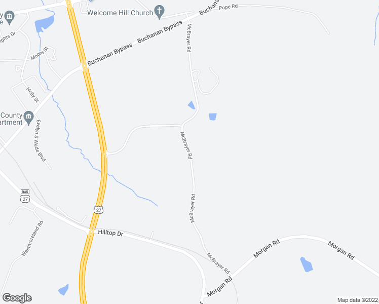 map of restaurants, bars, coffee shops, grocery stores, and more near 298 McBrayer Road in Buchanan