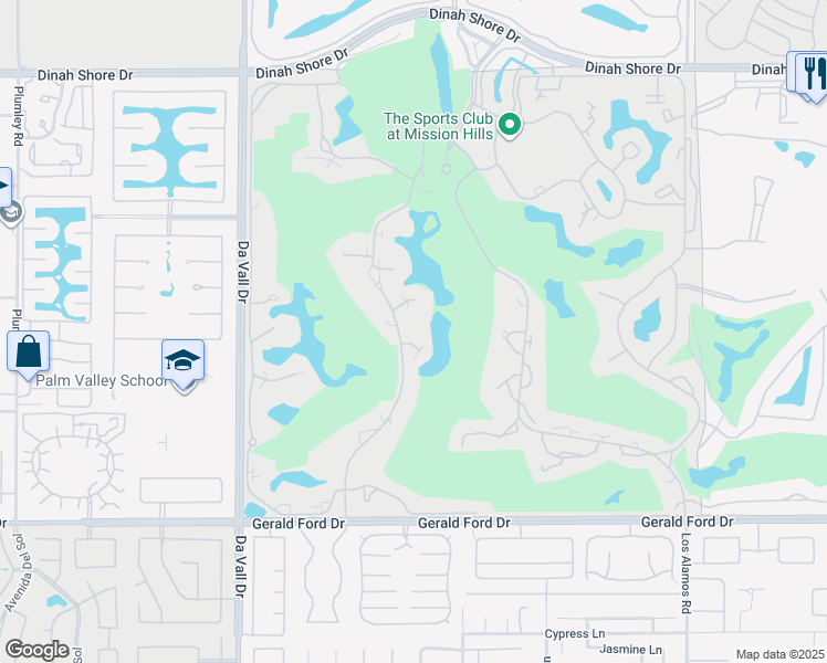 map of restaurants, bars, coffee shops, grocery stores, and more near 34922 Mission Hills Drive in Rancho Mirage