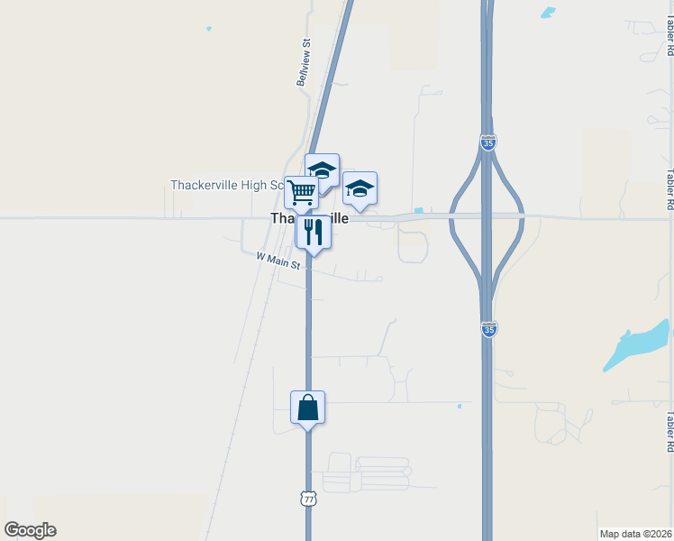 map of restaurants, bars, coffee shops, grocery stores, and more near 11910 Fairview Street in Thackerville