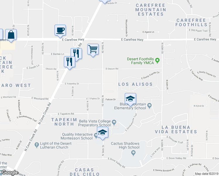 map of restaurants, bars, coffee shops, grocery stores, and more near 5617 East Yolantha Street in Scottsdale