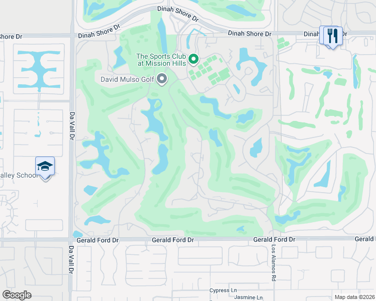 map of restaurants, bars, coffee shops, grocery stores, and more near 712 Inverness Drive in Rancho Mirage