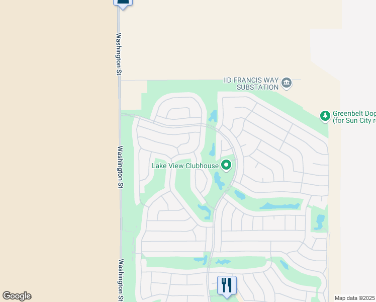 map of restaurants, bars, coffee shops, grocery stores, and more near 35349 Moorbrook Road in Palm Desert