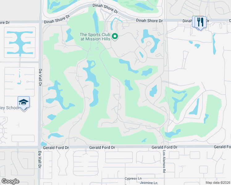 map of restaurants, bars, coffee shops, grocery stores, and more near 709 Inverness Drive in Rancho Mirage