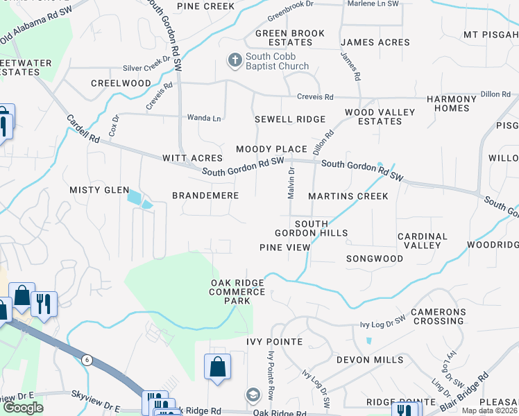 map of restaurants, bars, coffee shops, grocery stores, and more near 6603 Dunwoody Trail in Austell
