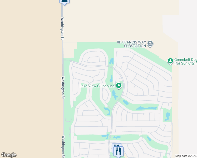 map of restaurants, bars, coffee shops, grocery stores, and more near 35349 Moorbrook Road in Palm Desert