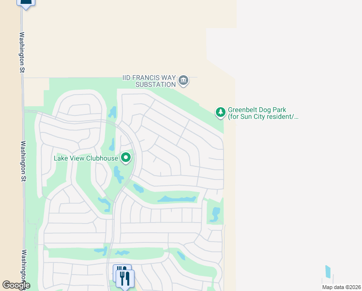 map of restaurants, bars, coffee shops, grocery stores, and more near 78640 Rainswept Way in Palm Desert