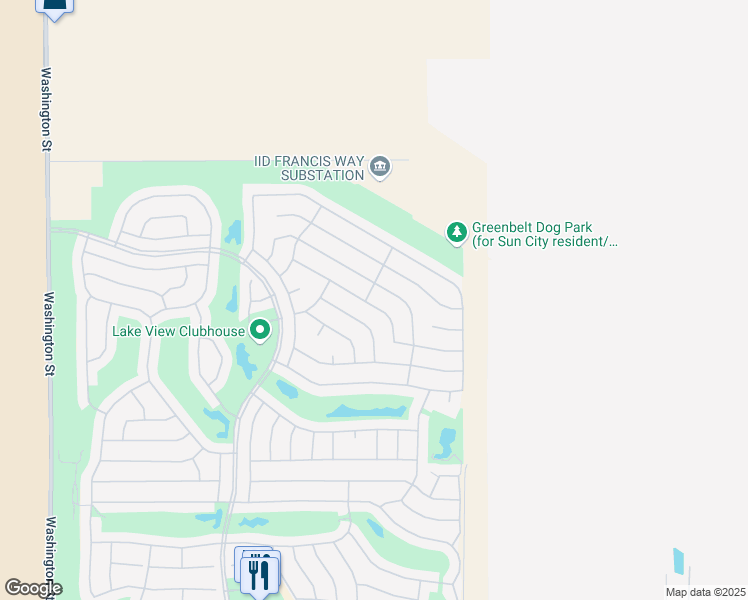 map of restaurants, bars, coffee shops, grocery stores, and more near 78640 Rainswept Way in Palm Desert