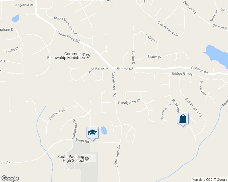 map of restaurants, bars, coffee shops, grocery stores, and more near 1090 Cohran Store Road in Douglasville
