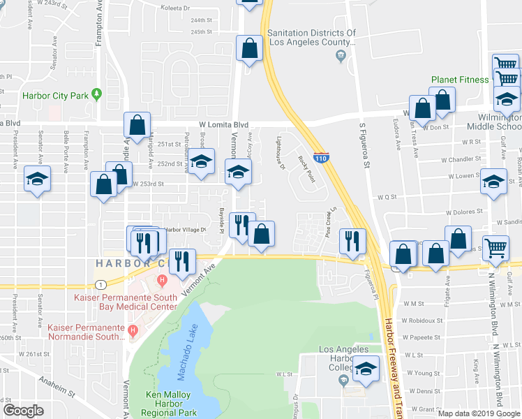 map of restaurants, bars, coffee shops, grocery stores, and more near 25400 Dodge Avenue in Los Angeles