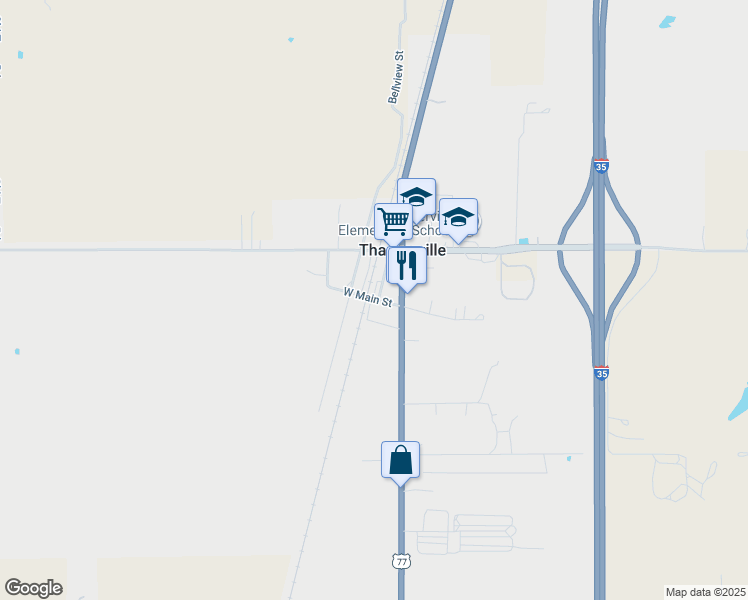 map of restaurants, bars, coffee shops, grocery stores, and more near 12060 West Main Street in Thackerville
