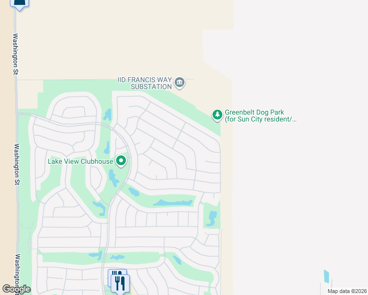 map of restaurants, bars, coffee shops, grocery stores, and more near 35093 Staccato Street in Palm Desert