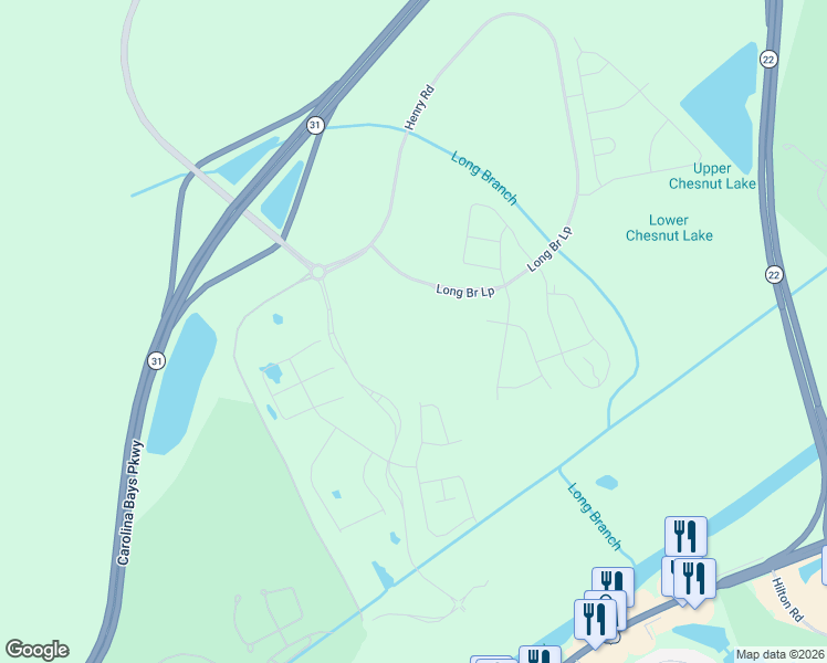 map of restaurants, bars, coffee shops, grocery stores, and more near 6510-6848 Water Tower Road in Longs