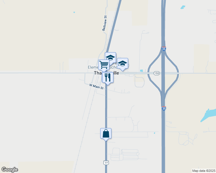 map of restaurants, bars, coffee shops, grocery stores, and more near 19113 U.S. 77 in Thackerville