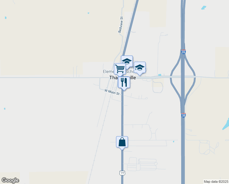 map of restaurants, bars, coffee shops, grocery stores, and more near 12060 West Main Street in Thackerville