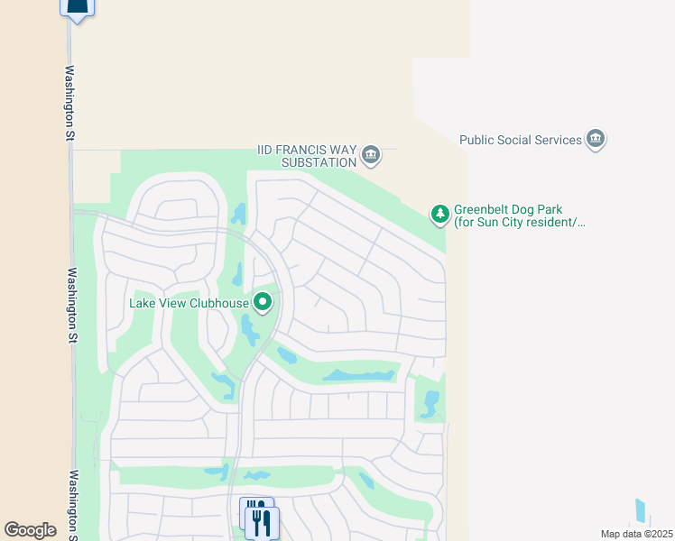 map of restaurants, bars, coffee shops, grocery stores, and more near 78589 Rainswept Way in Palm Desert