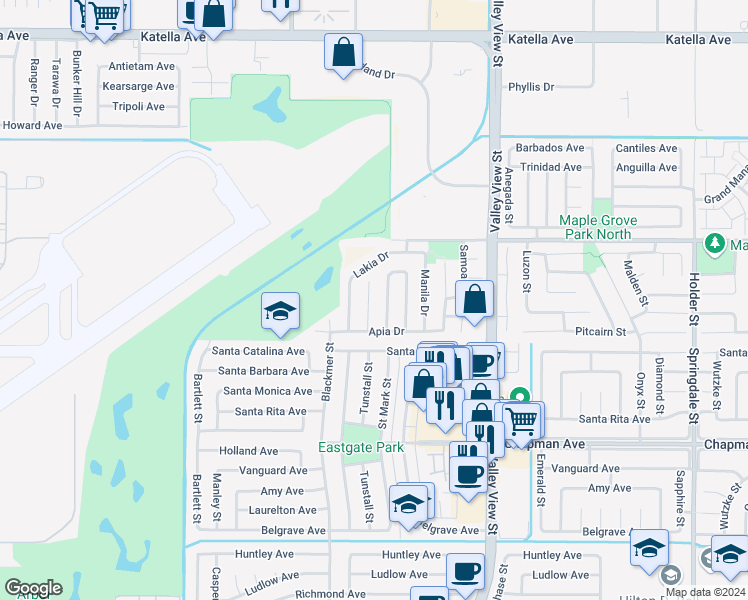 map of restaurants, bars, coffee shops, grocery stores, and more near 11628 Wake Circle in Cypress
