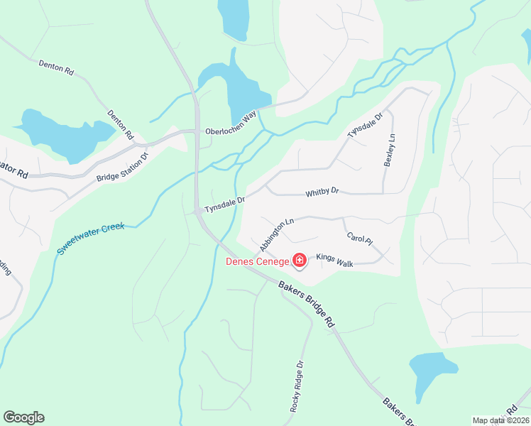 map of restaurants, bars, coffee shops, grocery stores, and more near 1 Dene Drive in Douglasville