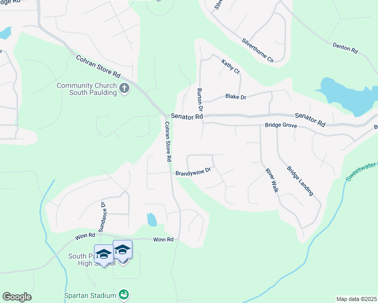 map of restaurants, bars, coffee shops, grocery stores, and more near 91 Grapevine Drive in Douglasville