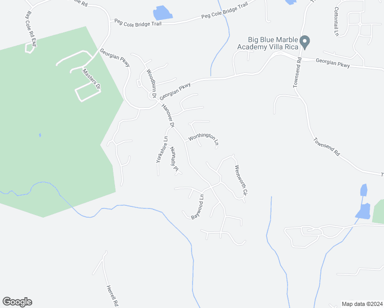 map of restaurants, bars, coffee shops, grocery stores, and more near 295 Hanover Drive in Villa Rica