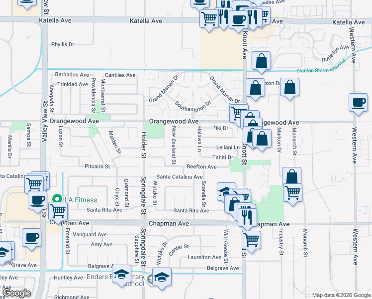 map of restaurants, bars, coffee shops, grocery stores, and more near 6692 Timaru Circle in Cypress