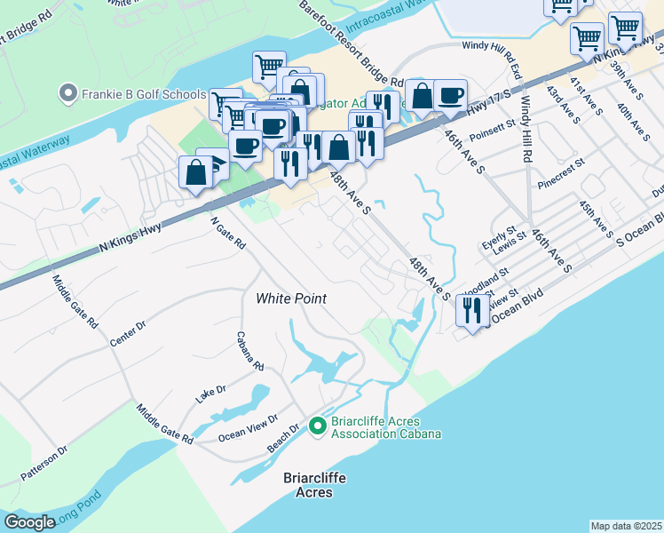 map of restaurants, bars, coffee shops, grocery stores, and more near 4928 Old Appleton Way in North Myrtle Beach