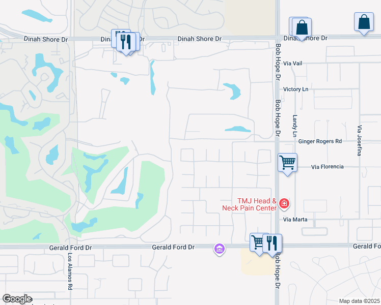 map of restaurants, bars, coffee shops, grocery stores, and more near 51 Killian Way in Rancho Mirage