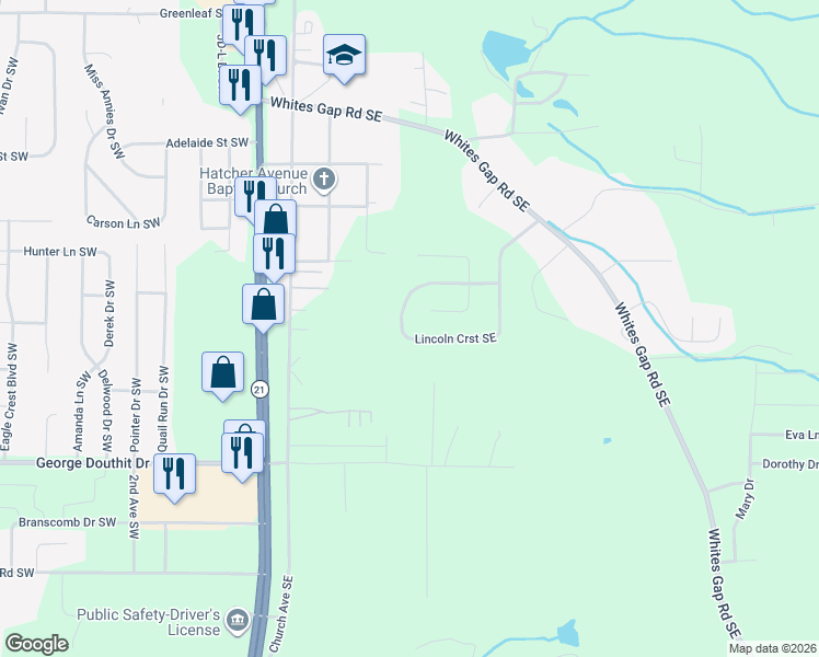 map of restaurants, bars, coffee shops, grocery stores, and more near 1125 Legacy Boulevard Southeast in Jacksonville