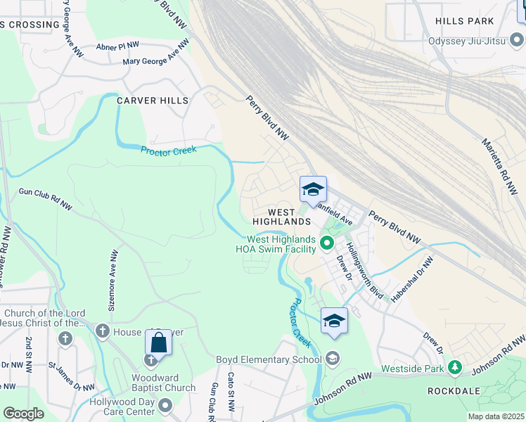 map of restaurants, bars, coffee shops, grocery stores, and more near 1991 Drew Drive in Atlanta