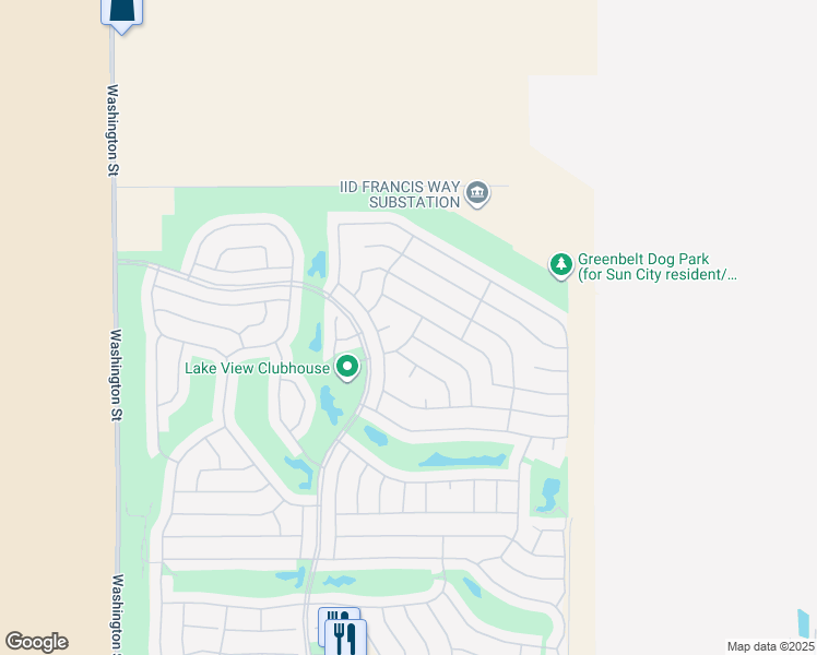 map of restaurants, bars, coffee shops, grocery stores, and more near 35201 Cornet Way in Palm Desert