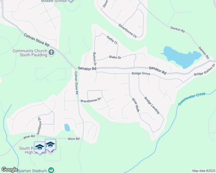 map of restaurants, bars, coffee shops, grocery stores, and more near 261 Grapevine Drive in Douglasville