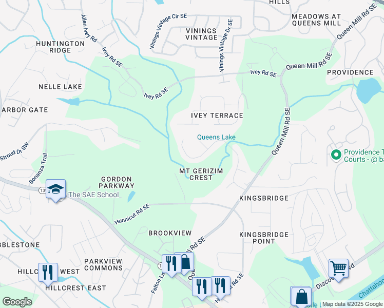 map of restaurants, bars, coffee shops, grocery stores, and more near 533 Mount Gerizim Road Southeast in Mableton