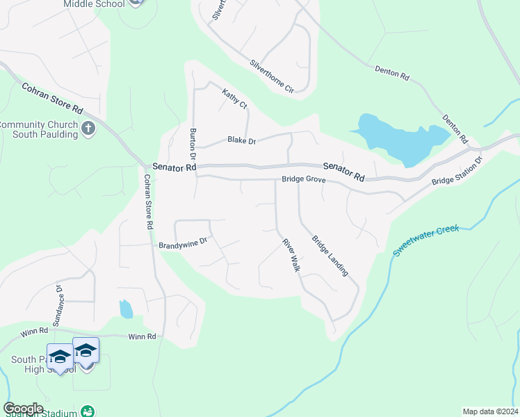 map of restaurants, bars, coffee shops, grocery stores, and more near 65 Jewell Trail in Douglasville