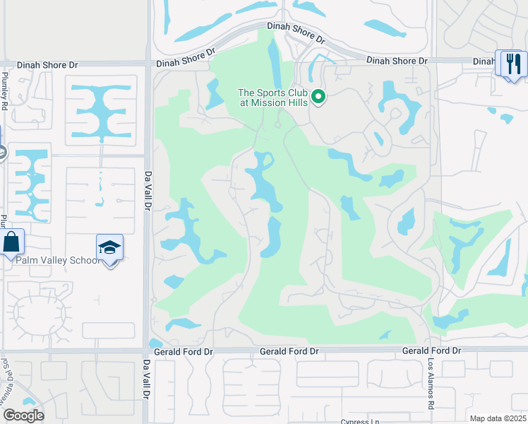 map of restaurants, bars, coffee shops, grocery stores, and more near 34890 Mission Hills Drive in Rancho Mirage