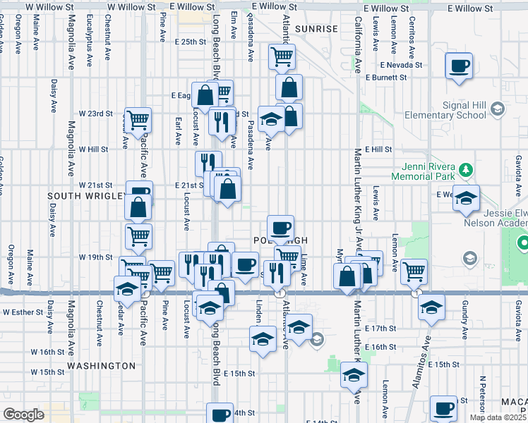 map of restaurants, bars, coffee shops, grocery stores, and more near 2001 Linden Avenue in Long Beach