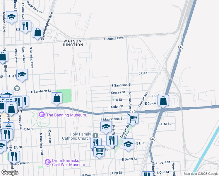 map of restaurants, bars, coffee shops, grocery stores, and more near 1309 1/2 East Cruces Street in Los Angeles