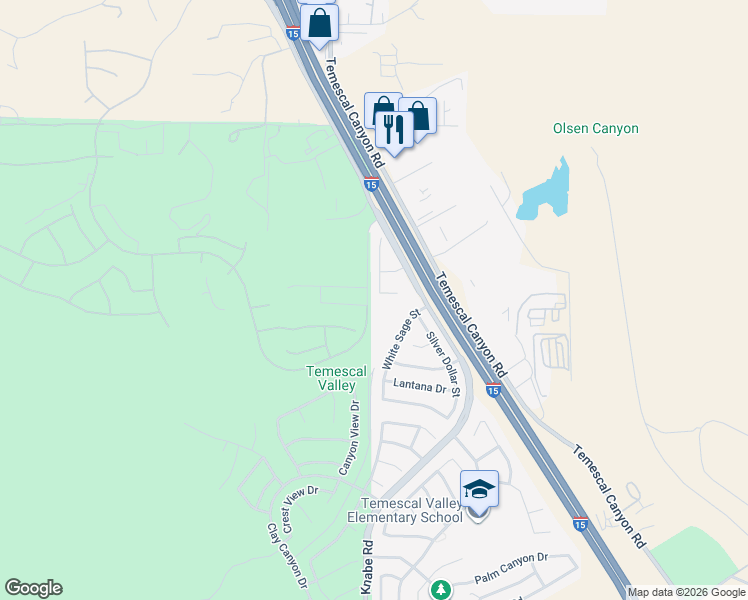 map of restaurants, bars, coffee shops, grocery stores, and more near 9063 Patina Court in Corona