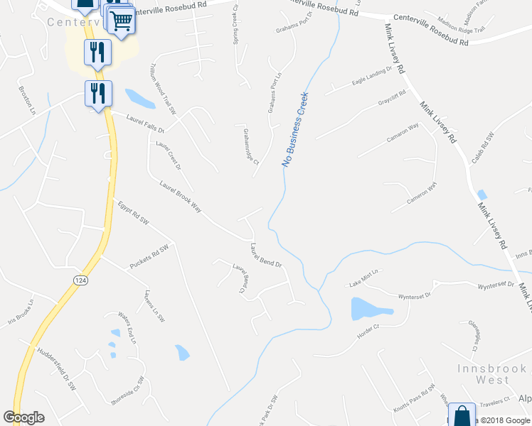 map of restaurants, bars, coffee shops, grocery stores, and more near 3790 Laurel Brook Lane in Snellville