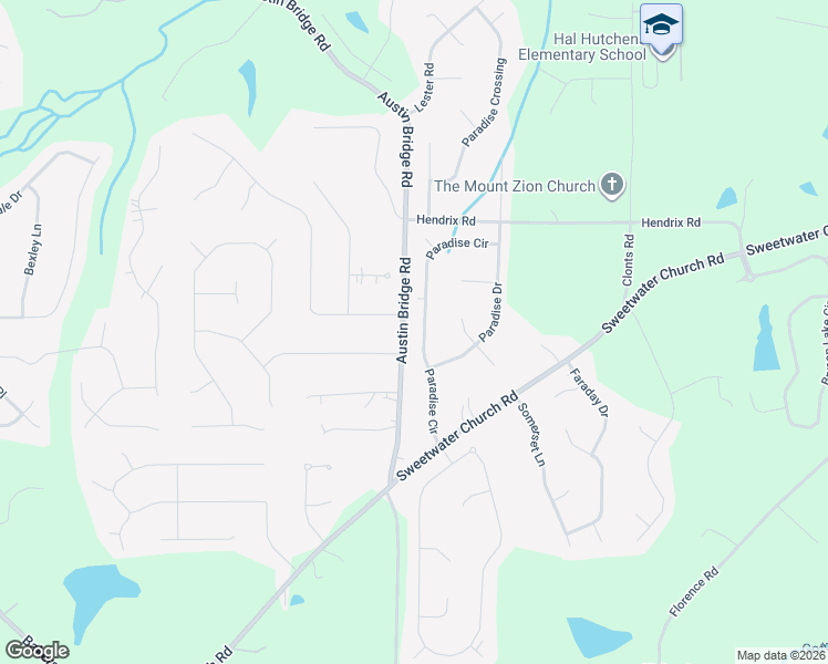 map of restaurants, bars, coffee shops, grocery stores, and more near 259 Paradise Cir in Douglasville