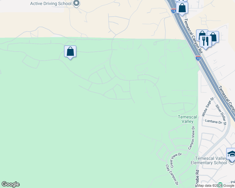 map of restaurants, bars, coffee shops, grocery stores, and more near 8416 Sunset Rose Drive in Corona