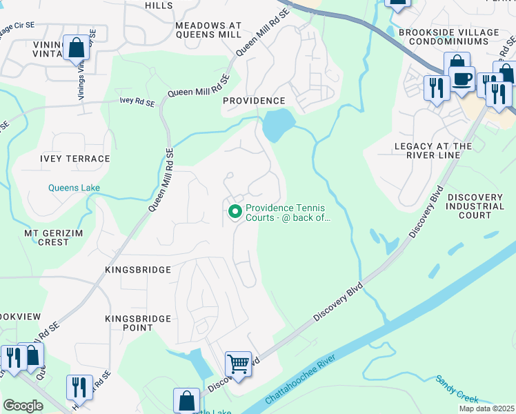 map of restaurants, bars, coffee shops, grocery stores, and more near 998 Regal Hills Lane in Mableton