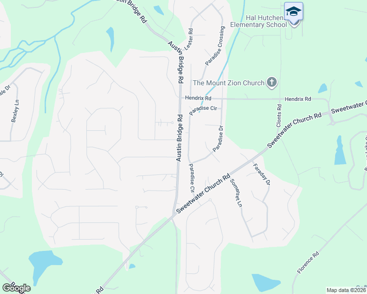 map of restaurants, bars, coffee shops, grocery stores, and more near 259 Paradise Circle in Douglasville