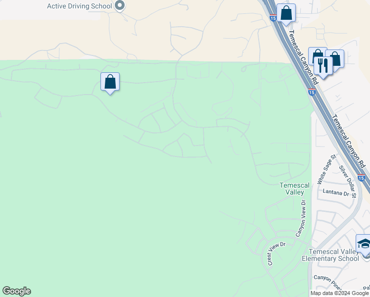 map of restaurants, bars, coffee shops, grocery stores, and more near 22430 Leisure Drive in Corona