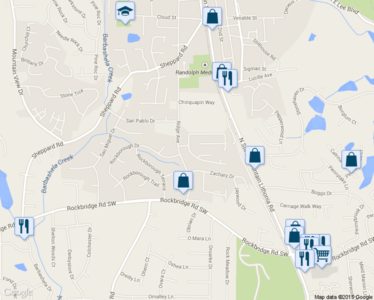 map of restaurants, bars, coffee shops, grocery stores, and more near 5327 Ridge Forest Drive in Stone Mountain