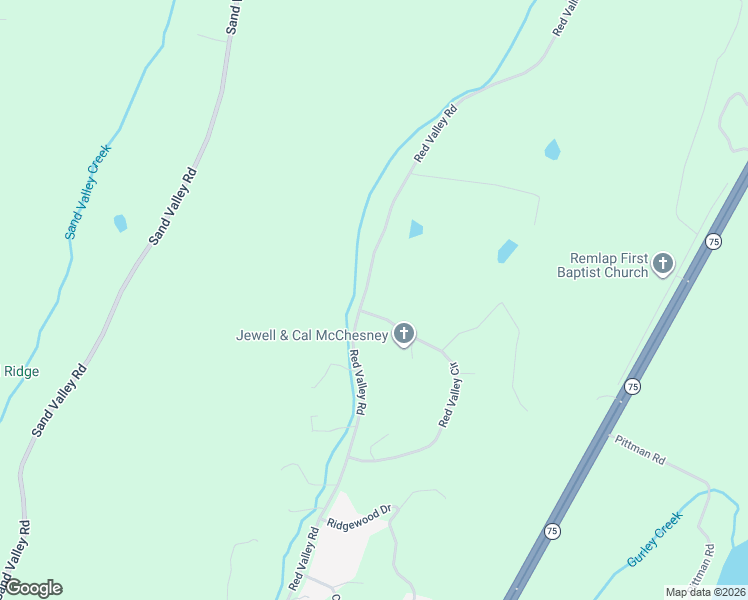 map of restaurants, bars, coffee shops, grocery stores, and more near 1366 Red Valley Road in Remlap