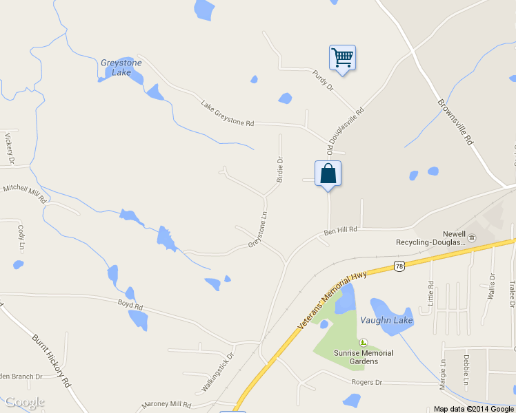 map of restaurants, bars, coffee shops, grocery stores, and more near 435 Greystone Ln in Douglasville
