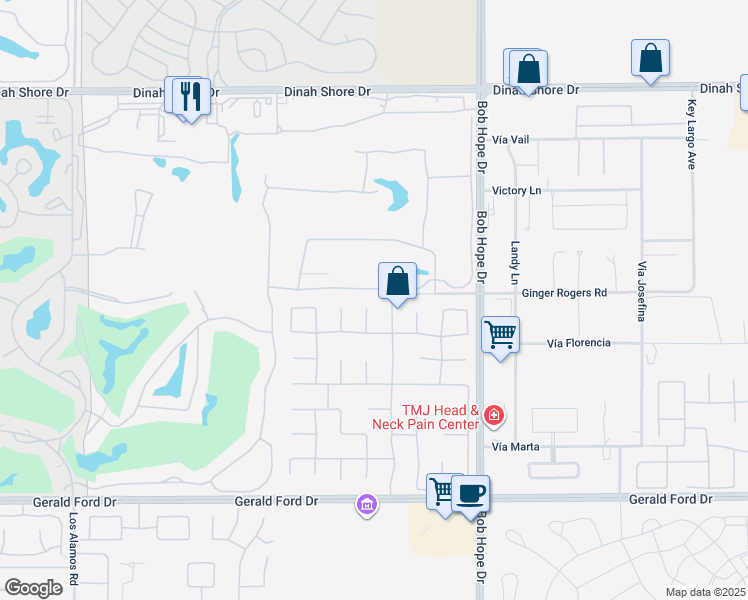 map of restaurants, bars, coffee shops, grocery stores, and more near 8 Elizabeth Court in Rancho Mirage